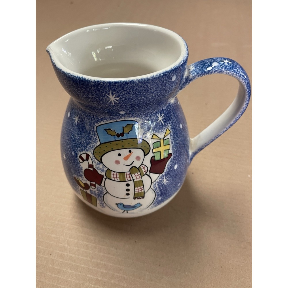 Studio Nova "The Snowman" 40oz Ceramic‎ Pitcher-Glossy Finish-Holiday Serveware